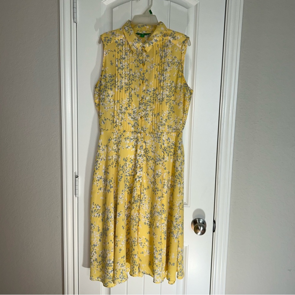 dip Women’s Dress Yellow/Gray/White Sleeveless Midi Size Medium
